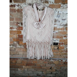 Vtg Patra Lace Coquette Bridgerton Pastel Floral Flair Skirt Set 9-10 Love Shack